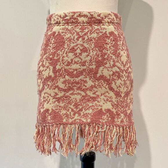 Free People Dua Swit Mini Skirt Terracotta Combo with Fringe - Picture 7 of 8